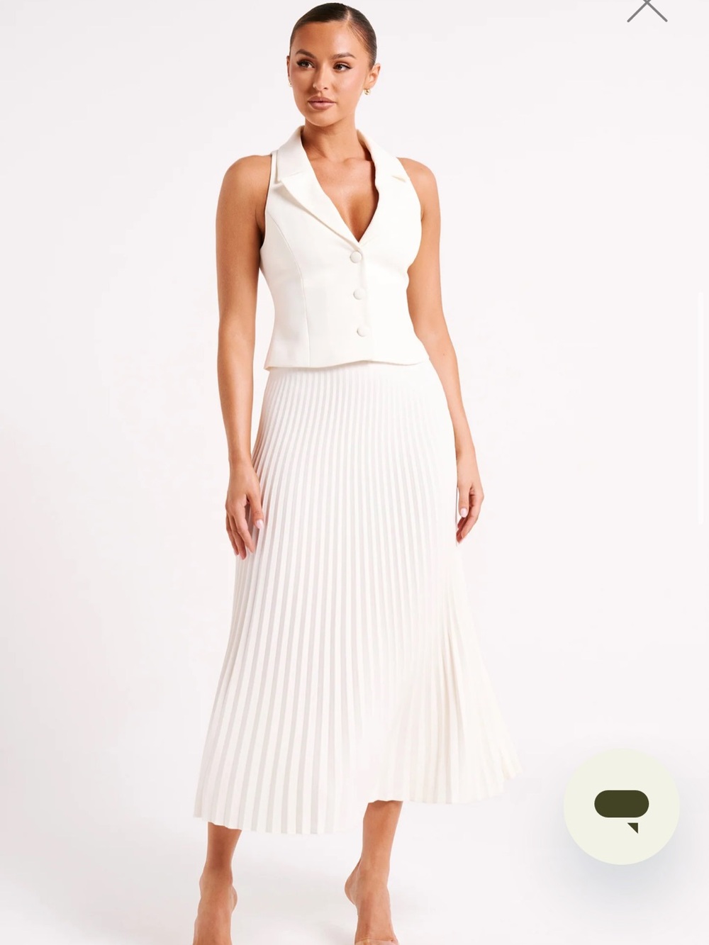 Meshki Twyla Pleated Suiting Maxi Skirt - Ivory
